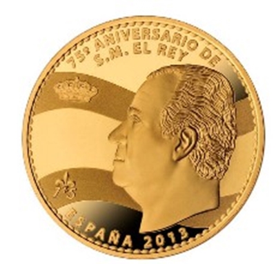 Foto de 2013 75 Aniversario de S.M. REY 5 EUROS Plata recubuerta de Oro