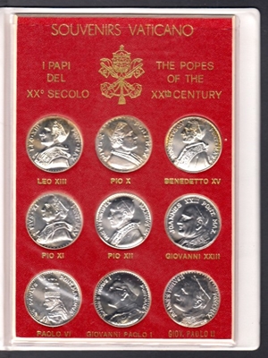 Foto de VATICANO Carpeta con 9 MEDALLA PLATA PAPAS S.XX. Ord.Cat.1