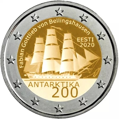 Foto de 2020 ESTONIA 2 EUROS 200 Aniv. ANTARTIDA