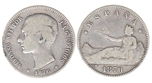 Foto de 1 PESETA LOTE 2 piezas: 1870*73 y 1876. Ord.Cat.12