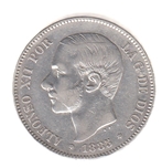 Foto de 1885*18-86 AL.XII 5 PESETAS MS M. Ord.Cat.21