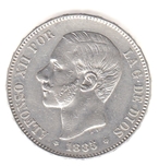 Foto de 1885*1887 ALFONSO XII 5 PESETAS MSM. Ord.Cat.22