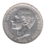 Foto de 1885*1887 ALFONSO XII 5 PESETAS MSM. Ord.Cat.23