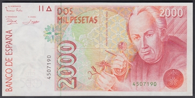 Foto de 1992/04/24 JUAN CARLOS I 2000 PESETAS SIN SERIE. Ord.Cat.90