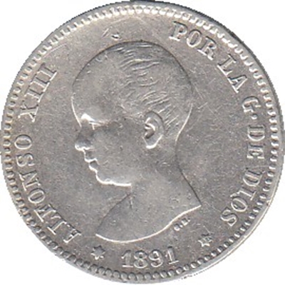 Foto de 1891*--91 ALF.XIII 1 PTA. PGM. Ord.Cat.61