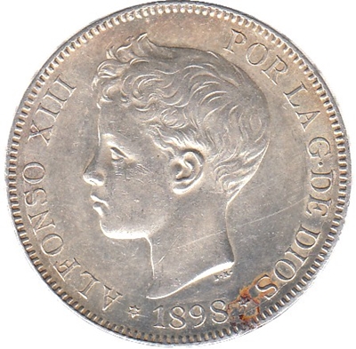 Foto de 1898*18-98 AL.XIII 5 PESETAS SG V. Ord.Cat.102