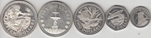 Foto de 1973 BARBADOS LOTE 5 piezas:10, 5, 2, 1 Dólar y 25 cents