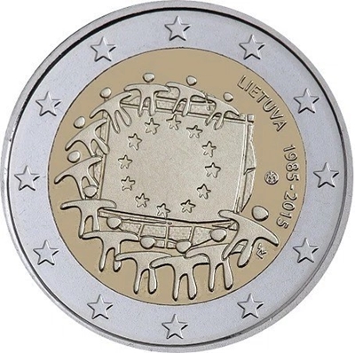 Foto de 2015 LITUANIA 2 EUROS BANDERA EUROPEA