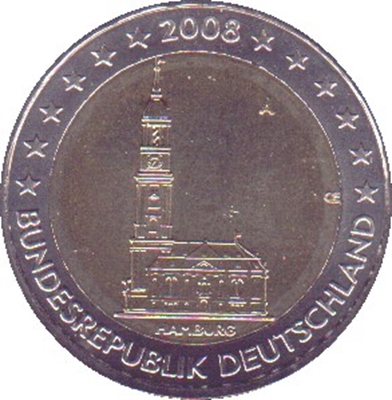 Foto de 2008 ALEMANIA 2 EUROS IGLESIA HAMBURGO