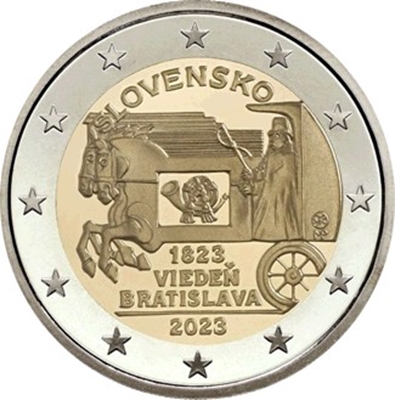 Foto de 2023 ESLOVAQUIA 2 EUROS CORREO RUTA VIENA-BRATISLAVA