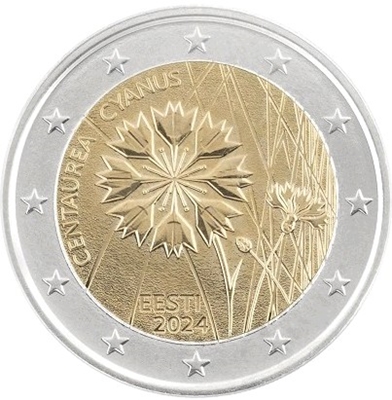 Foto de 2024 ESTONIA 2 EURO EL ACIANO, FLOR NACIONAL