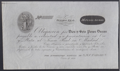 Foto de 1835 CARLOS  V 16 PESOS DUROS TESORO REAL. Ord.Cat.2