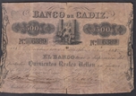 Foto de 1847 BANCO DE CADIZ 500 REALES DE VELLON. Ord.Cat.5