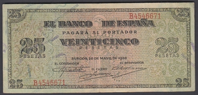 Foto de 1938/05/20 EE 25 PTAS BURGOS SERIE A/F. Ord.Cat.45