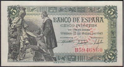Foto de 1945/06/15 EE 5 PTAS CAPITULACIONES C/SERIE. Ord.Cat.53