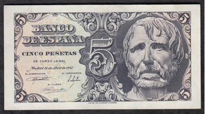 Foto de 1947/04/12 EE 5 PTAS SENECA SIN SERIE. Ord.Cat.56