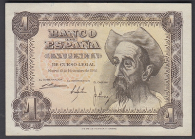 Foto de 1951/11/19 ESTADO ESPAÑOL 1 PESETA SIN SERIE. Ord.Cat.60