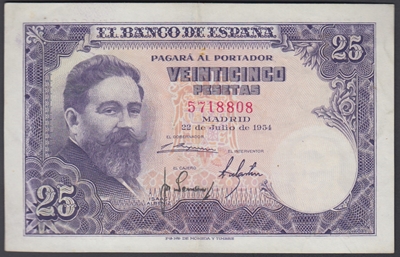 Foto de 1954/07/22 EE 25 PTAS ISAAC ALBENIZ S/S. Ord.Cat.70