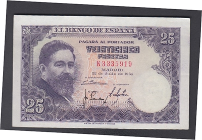 Foto de 1954/07/22 EE 25 PTAS ISAAC ALBENIZ CON SERIE. Ord.Cat.72