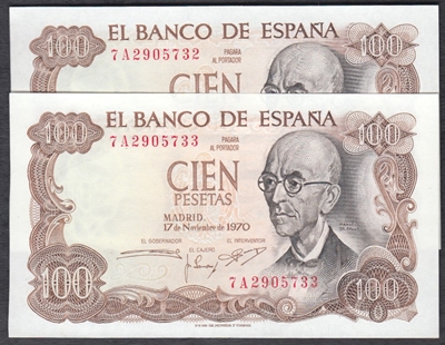 Foto de 1970/11/17 EE 100 PTAS MANUEL DE FALLA C/SERIE. Ord.Cat.78