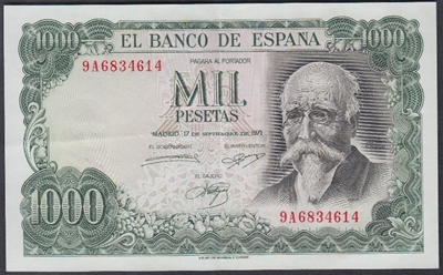 Foto de 1971/09/17 EE 1000 PESETAS JOSE ECHEGARAY SERIE 9A. Ord.Cat.82