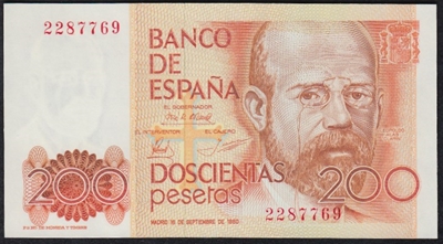 Foto de 1980/09/16  200 PTAS SIN SERIE CLARIN. Ord.Cat.87