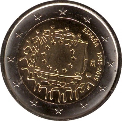Foto de 2015 ESPAÑA 2 EUROS BANDERA EUROPEA
