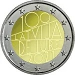 Foto de 2021 LETONIA 2 EUROS CENTENARIO IURE