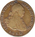 Foto de 1812 FERNANDO VII 1 ESCUDO POPAYAN JF Ensayador INVERTIDO