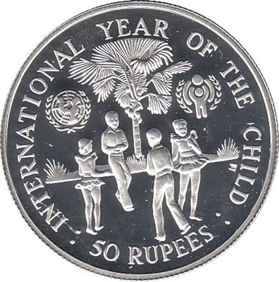 Foto de 1979 SEYCHELLES 50 RUPIAS AÑO INT. NIÑOS