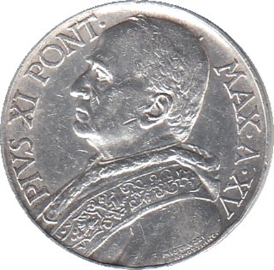 Foto de 1936 VATICANO 10 LIRAS PIO XI