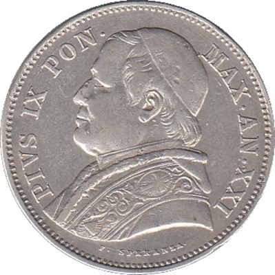 Foto de 1867 VATICANO 2 1/2 LIRAS PIO IX