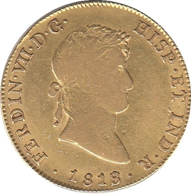 Foto de 1818/7 FERNANDO VII 8 ESCUDOS MEXICO JJ