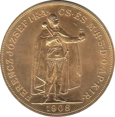 Foto de 1908 HUNGRIA 100 CORONAS FCO JOSE