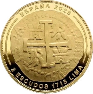 Foto de 2025 JOYAS NUMISMATICAS 100 EUROS - 2 Escudos 1715 FELIPE V LIMA