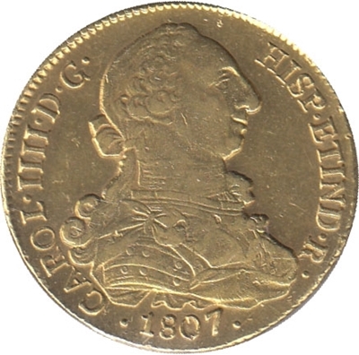 Foto de 1807 CARLOS IV 8 ESCUDOS SANTIAGO JF