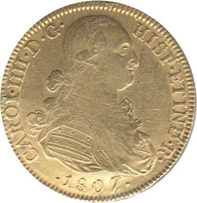 Foto de 1807 CARLOS IV 8 ESCUDOS NUEVO REINO JJ