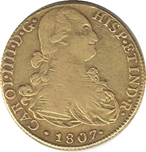 Foto de 1807 CARLOS IV 8 ESCUDOS LIMA JP