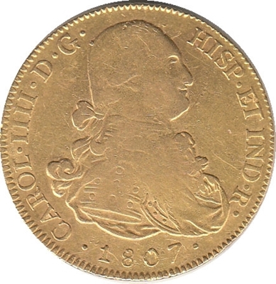 Foto de 1807 CARLOS IV 8 ESCUDOS POTOSÍ PJ