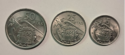 Foto de 1957 SERIE BA 5, 25 y 50 PESETAS