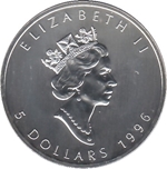 Foto de 1996 CANADA 5 Dólares - 1 Onza Hoja de Arce