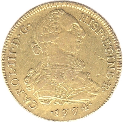 Foto de 1774 CARLOS III 8 ESCUDOS LIMA MJ