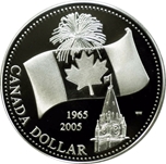 Foto de 2005 CANADA 1$ PROOF BANDERA 40 ANIVERSARIO