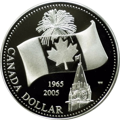 Foto de 2005 CANADA 1$ PROOF BANDERA 40 ANIVERSARIO