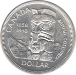 Foto de 1958 CANADA 1 Dólar TOTEM BRITISH COLUMBIA