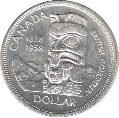 Foto de 1958 CANADA 1 Dólar TOTEM BRITISH COLUMBIA
