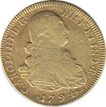 Foto de 1794 CARLOS IV 8 ESCUDOS NUEVO REINO JJ