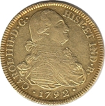 Foto de 1792 CARLOS IV 8 ESCUDOS POPAYAN JF
