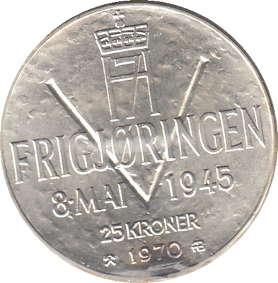Foto de 1970 NORUEGA 25 CORONAS LIBERACION
